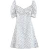 Women's 2025 Summer Lace-up Puff Sleeve Floral Mid-length Dress