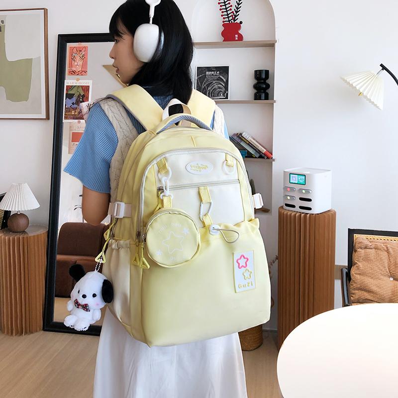 Dámský batoh Color Block pro studenty střední školy Schoolbag Star Velkokapacitní batoh