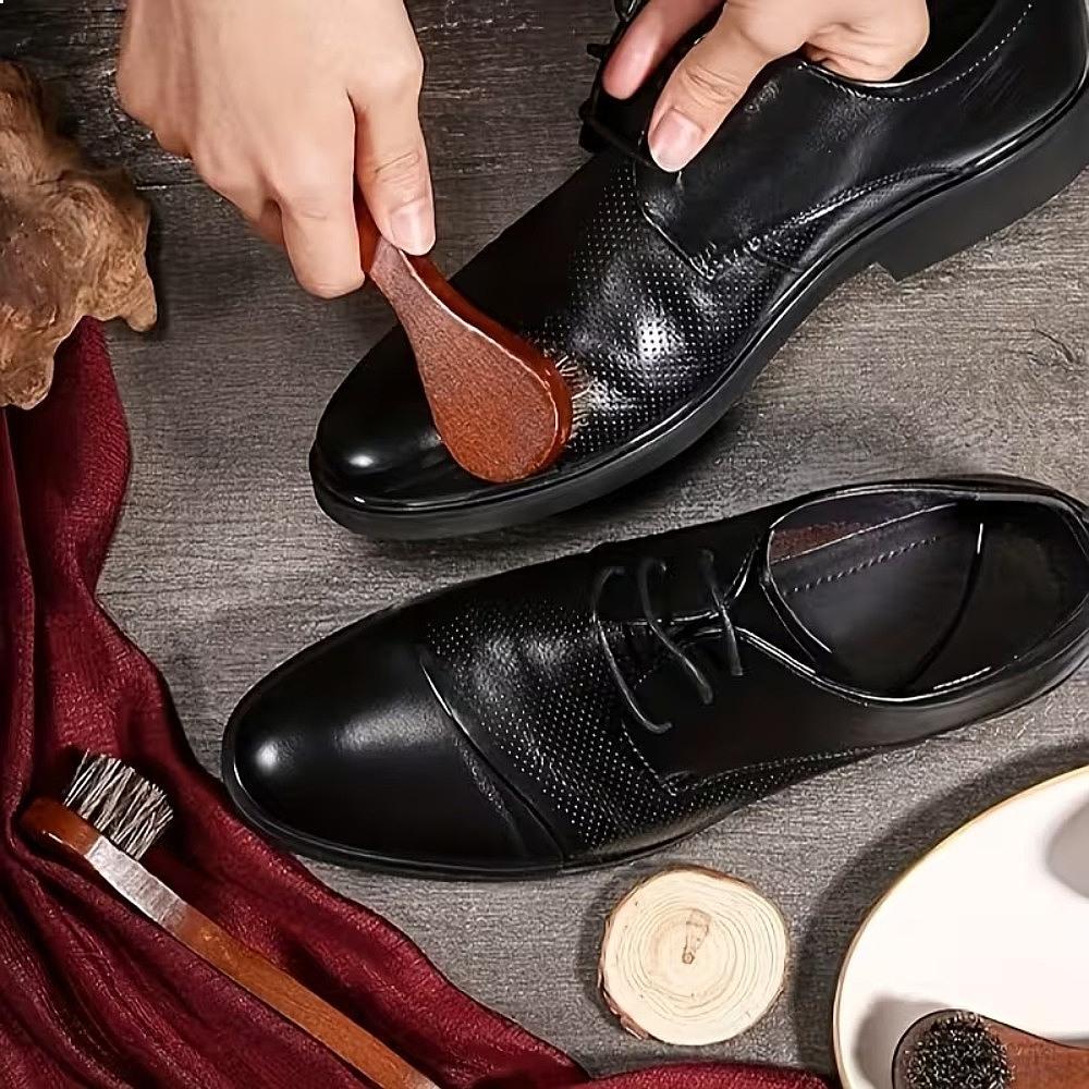 1PCS Horsehair Shoe Brush Set Polishing Applicator for Leather Boots Suede Car Interior Cleaning Horse Hair Brush