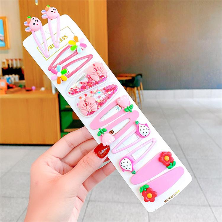 2022 Candy Color Children's Cartoon Hairpin Set Animal Flowers Fruit Baby Hairpin Cute Girls Cute Hair Clip