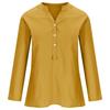 Camicia estiva taglie forti tinta unita casual in cotone e lino, camicetta vintage con tasca, abbigliamento da donna