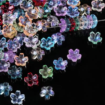 20pcs Glass Transparent Colored Flowers Shaped Bead Caps Spacer Beads for DIY Bracelets Necklaces Jewelry Making Supplies