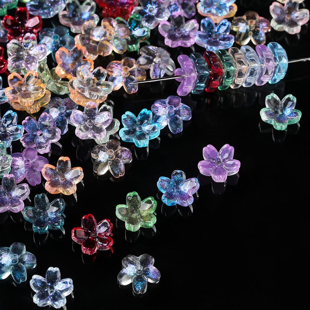 20 Stück/Los Bunte Sakura-Blüten-Lampwork-Perlenkappen Glas-Abstandshalterperlen für Schmuckherstellung DIY Haarnadelzubehör