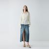 ELLE French Style Split Denim Midi Skirt Fashion Design Straight A-Line Skirt Casual Long Skirt Women skirts L8ARL026