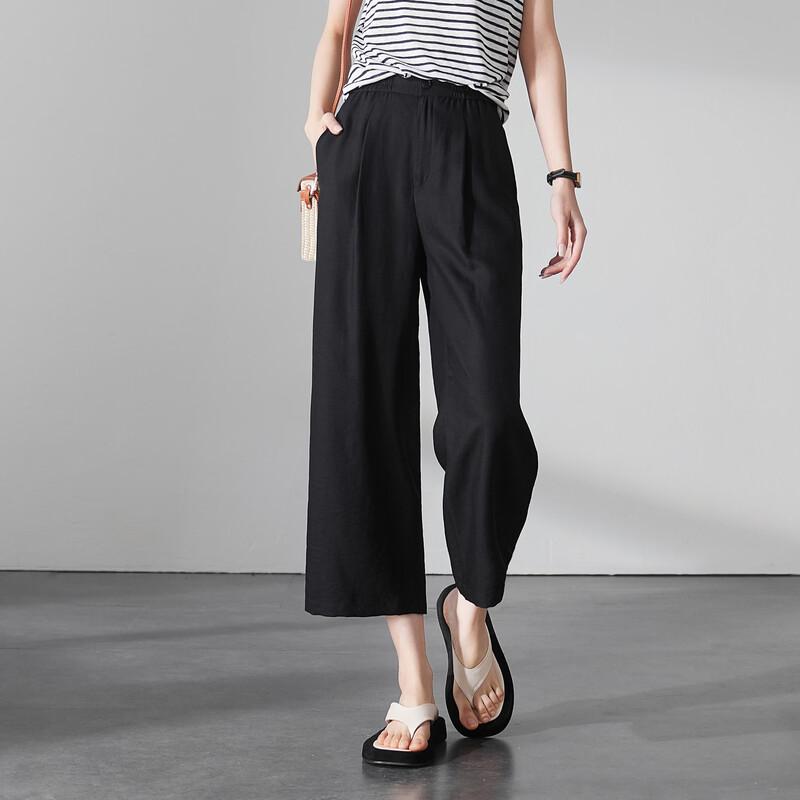 SOFSIL Women s Linen Blend Wide-Leg Cropped Pants 31/XXXL