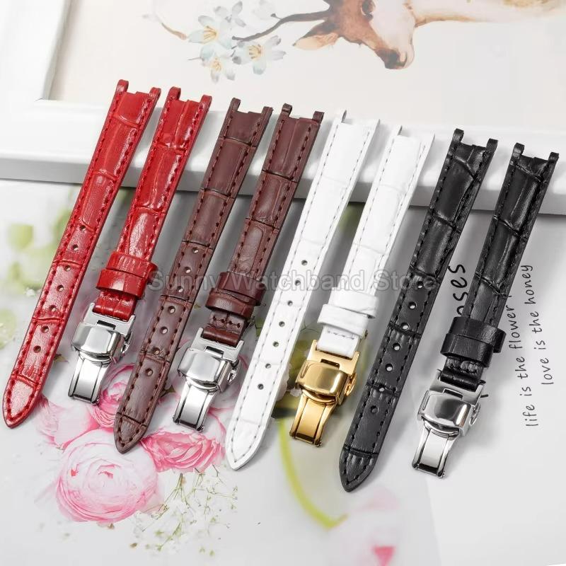 Concave Interface Design Women's Genuine Leather Watch Accessories 12mm for Tissot 1853 Flamingo T094210 Series Watch Strap