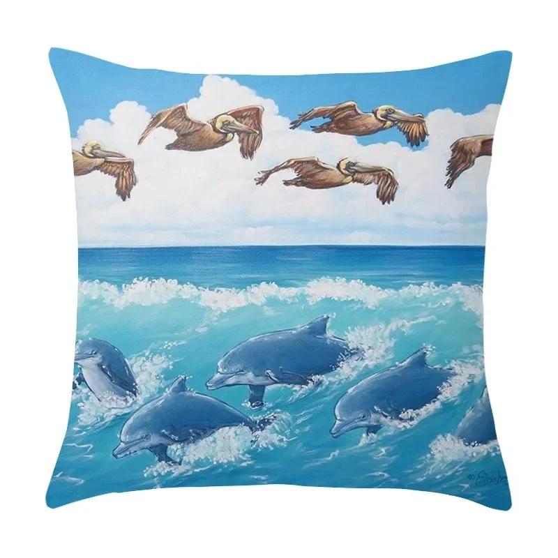 Car Living Room Sofa Cushion Cover Luxury Home Decor Pillow Cover Farm Garden City Seascape Print