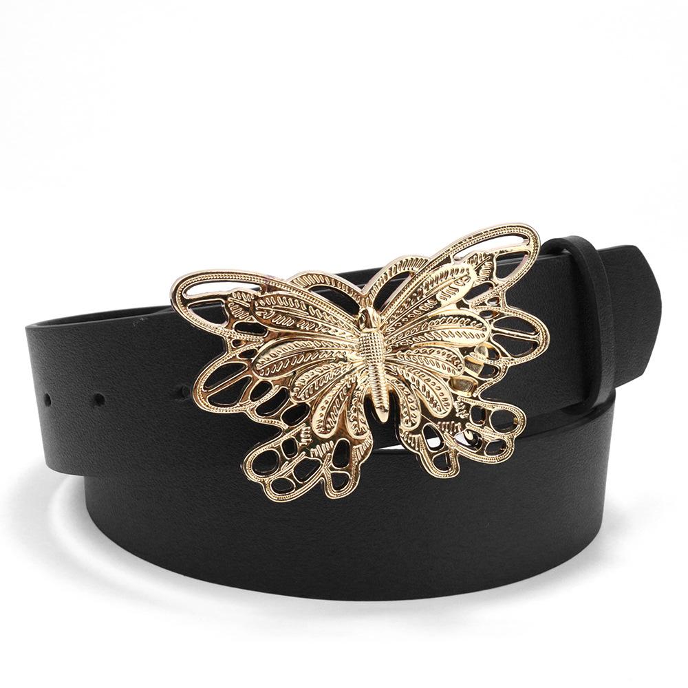 

Retro Belt Women S Metal Butterfly Snap Buckle Belt Simple Decorative Dress Jeans Belt 103cm