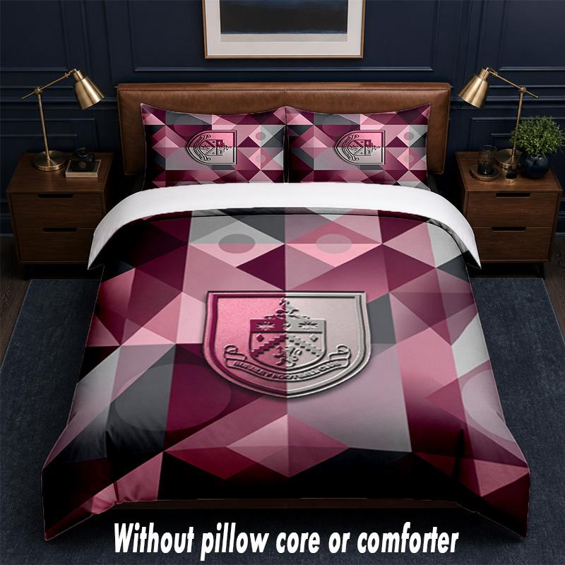 Burnley Football Design Bed Bedding Set 1 Duvet Cover + 2 Pillowcases Soft Breathable Household Bed Linens