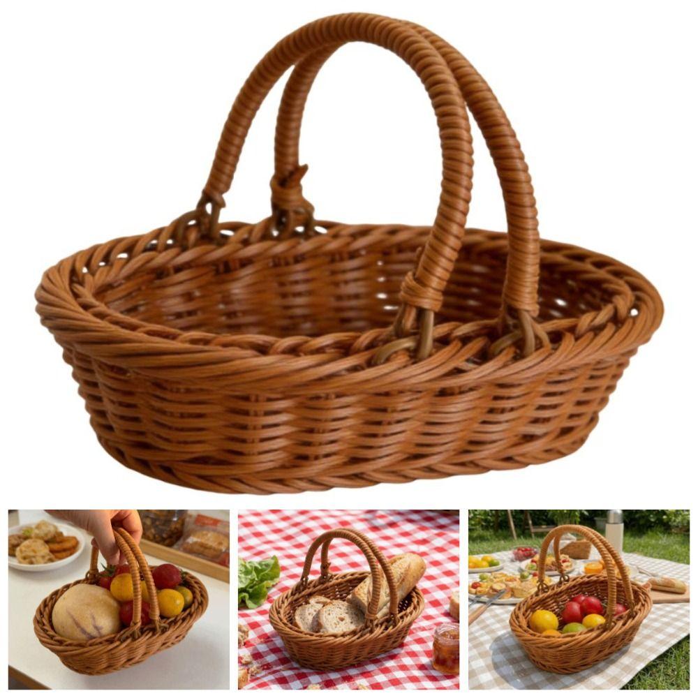 Household Bread Container Portable Fruit Storage Baskets Faux Wicker Tray  Restaurant Use
