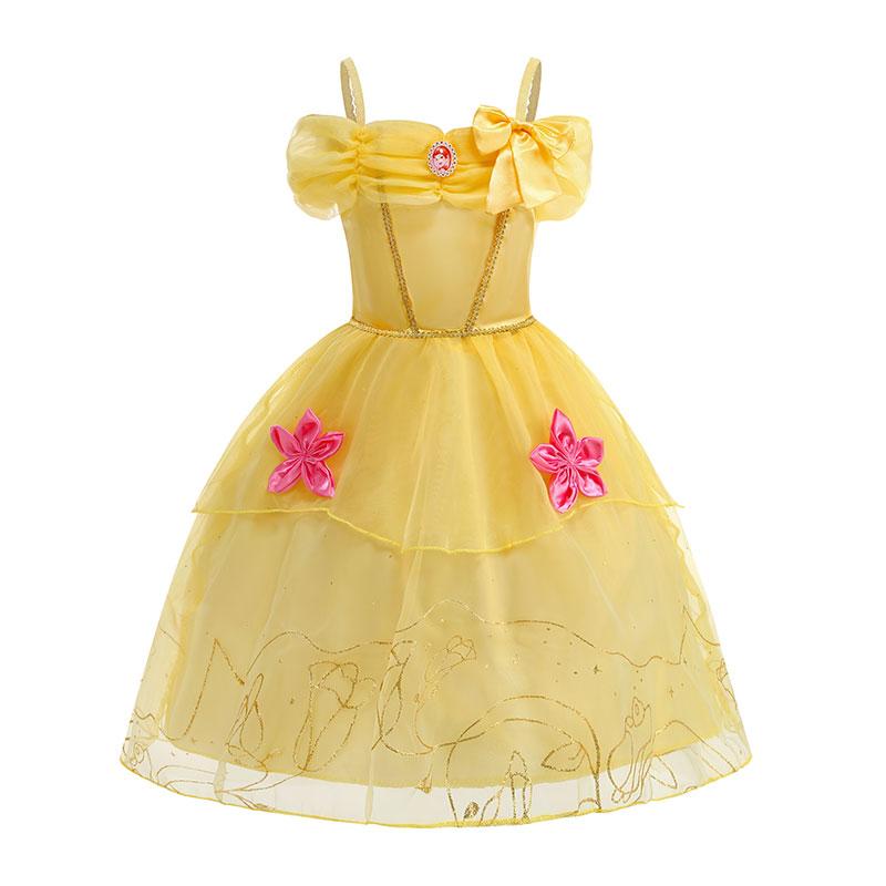 Girls Princess Costume Children Halloween Cosplay Vestidos Birthday Party Carnival DressUp Rapunzel Belle Aurora Disguise