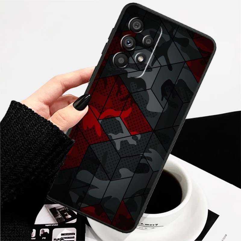 

Creative camouflage pattern For Samsung A73 A72 A71 A55 A54 A53 A52 A51 A13 A22 A16 A15 A12 A14 A26 A07 5G Black Phone Case Galaxy A16 5G