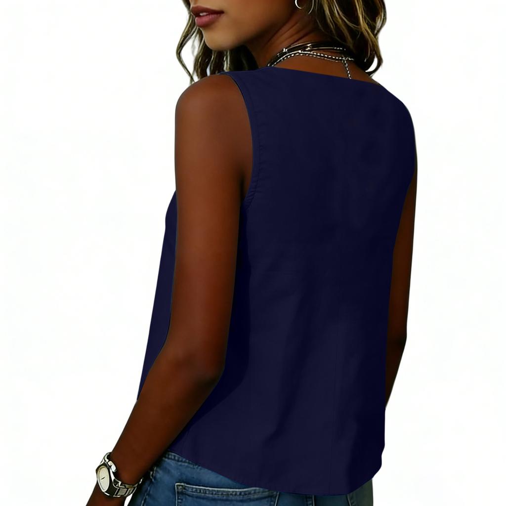 Dames V-hals Mouwloos Losvallend Linnen Katoen Vest Top Casual Effen Ontspannen Tanktop Blouse voor Dagelijks Gebruik