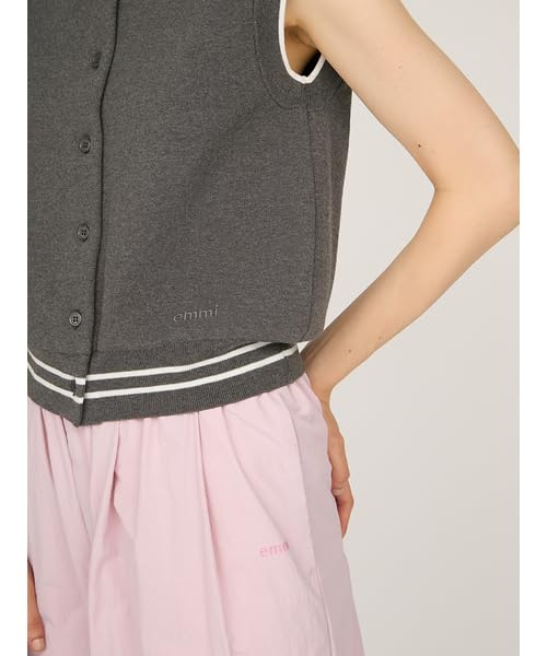 Emi Collared Knit Free Size Vest, 13WNT254087, Women's, Gray,