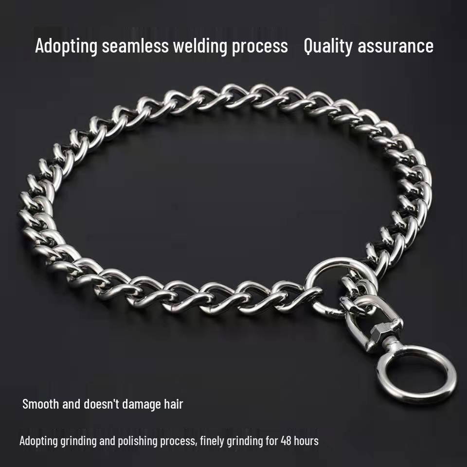 Stainless Steel Anti-Bite Dog Collar: Explosion-Proof, 360° Tangle-Free, Adjustable P Chain for Training