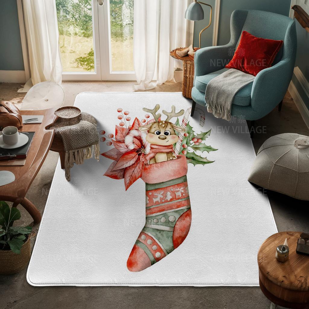 House Entrance Carpet Home Door Mat Living Room Bath Foot Bathroom Non-slip Water Absorption Rugs Bath Merry Christmas Winter