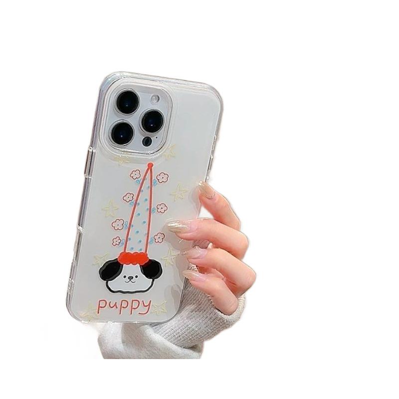 Graffiti Puppy Hat Phone Case for Apple 15/17PROMAX & 13Pro, 11 Cute, 16 Double Layer, 17