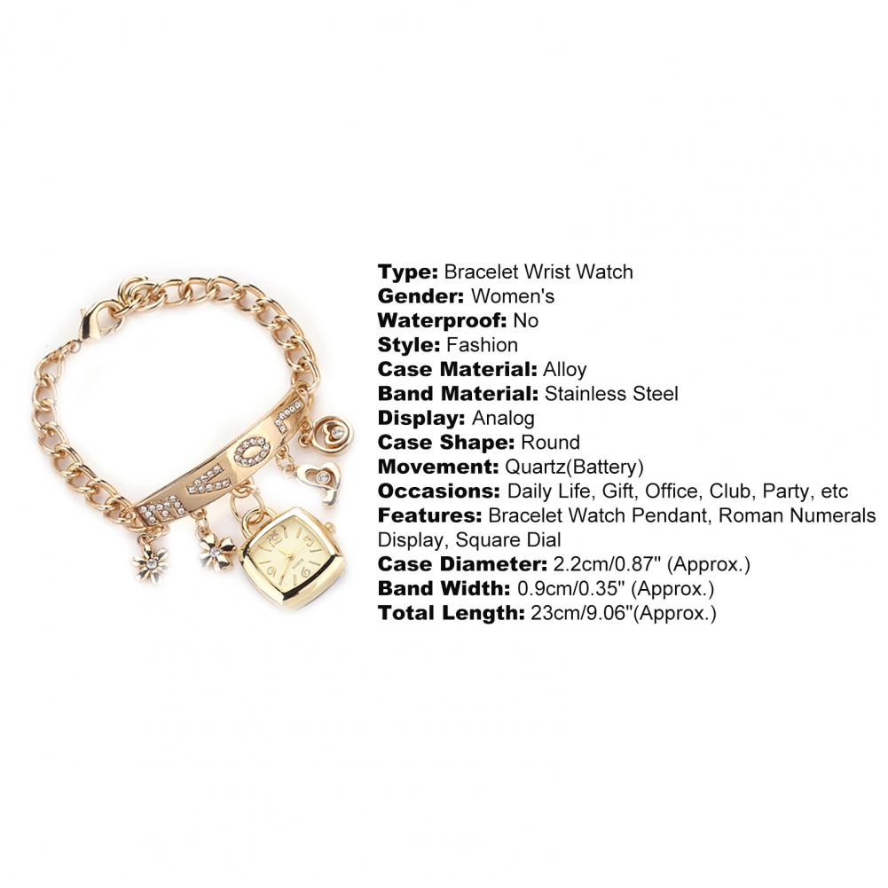 Βραχιόλι ρολόι καρπού Rhinestone Flower Heart Love Style από ανοξείδωτο ατσάλι Κομψό ρολόι από χαλαζία για καθημερινή Zegarek Damski