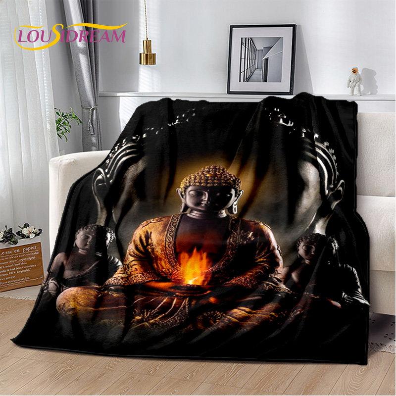 Buddha Sakyamuni Buddhisme Tro Religion Blødt Plys Tæppe, Flanel Tæppe Kastetæppe til Stue Soveværelse Seng Sofa Bed