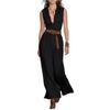 Women's Fashion Color V-neck Sleeveless Dress
