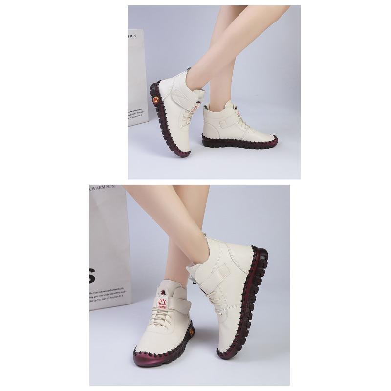 Hand-sewn buty na deskę z wysoką cholewką i miękką podeszwą w dużych rozmiarach do handlu zagranicznego, damskie aksamitne buty bawełniane sznurowane na grubej podeszwie z zapięciem na rzep