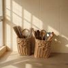 Space Saving Handwoven Storage Basket Plastic Wall Hanging Basket Sundries Organizer  for Kitchen