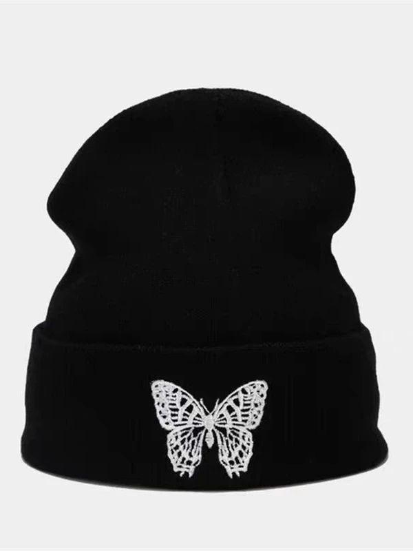1pc Embroidered Butterfly Knitted Hat Wear for Outdoor Sports and Leisure Skiing in Autumn and Winter Seasons