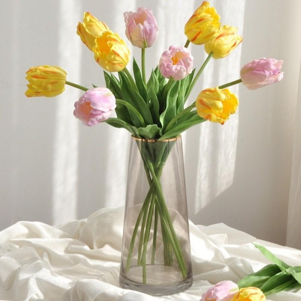 Colorful Simulation Flower Lifelike Artificial Flower Faux Parrot Tulip  Office Decor