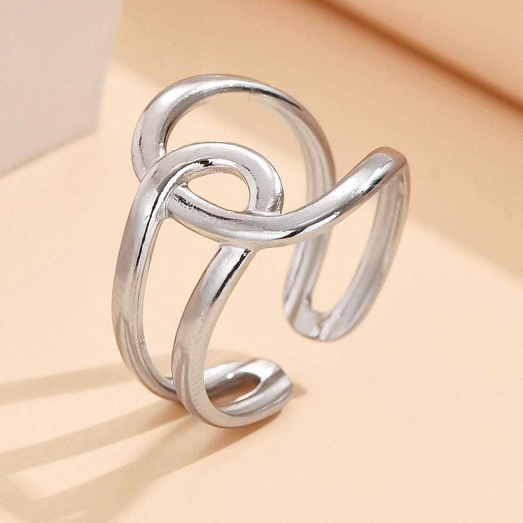 Geometric Lines Open Stainless Steel Ring in Gold-Plated Titanium