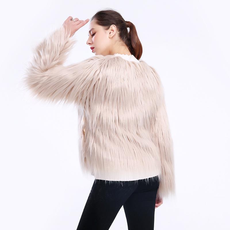 Tan Shearling Short Sleeve Plus Size Women's Fur Coat