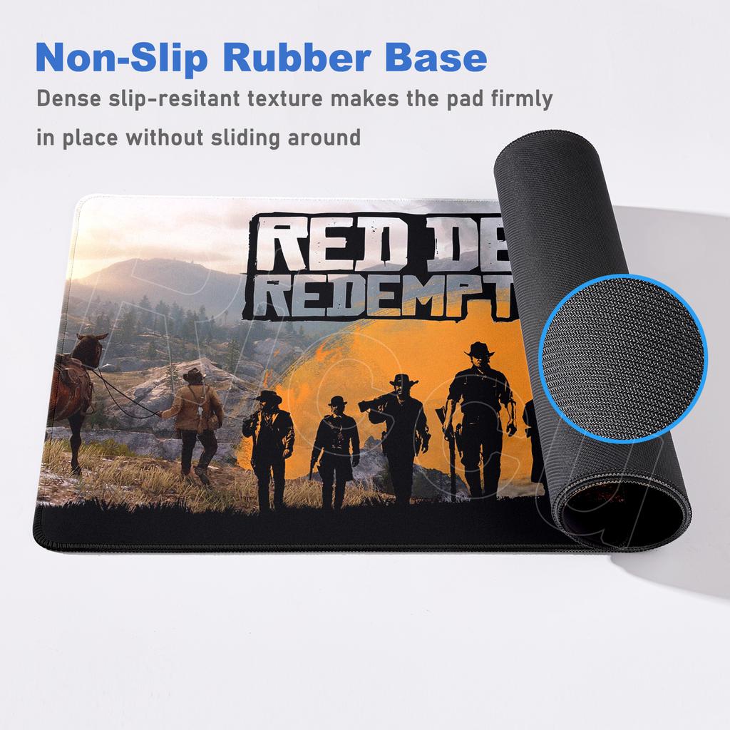Tappetino per Mouse Sovradimensionato 120x60cm Red Dead Redemption 2 Tappetino da Tavolo per Tastiera da Gioco Accessori per Ufficio Computer Mousepad Antiscivolo Anime