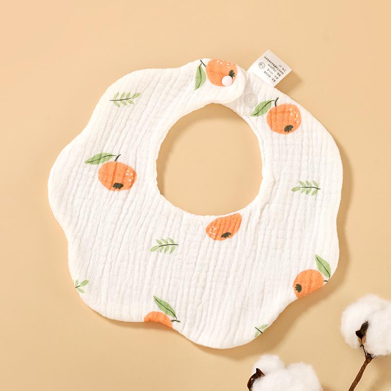 6-Layer Cotton Gauze Petal Baby Bib - 360° Newborn Anti-Spit-Up Towel for Summer