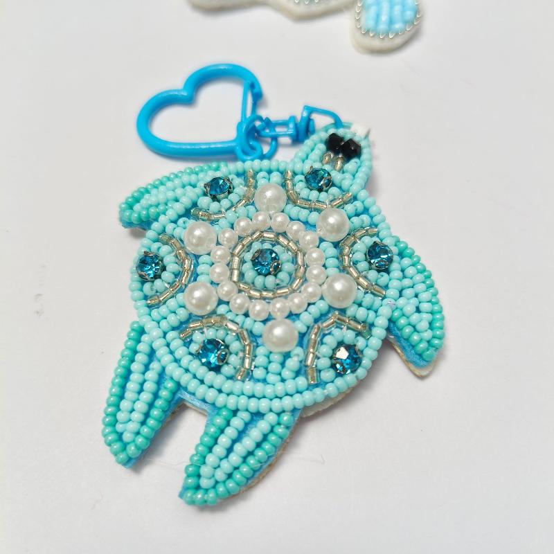 Rhinestone Beaded Bag Pendant Cute Handmade Beaded Keychain Creative Starfish Shell Dolphin Turtle Bag Accessories Diy Pendant