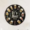 It's Beer Time 8x8 Inch Round Aluminum Wall Sign Home Kitchen Bar Decor Metal Art
