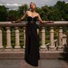 Knitted tube top waist split dress women's, European and American women's clothing summer sexy slim black dress