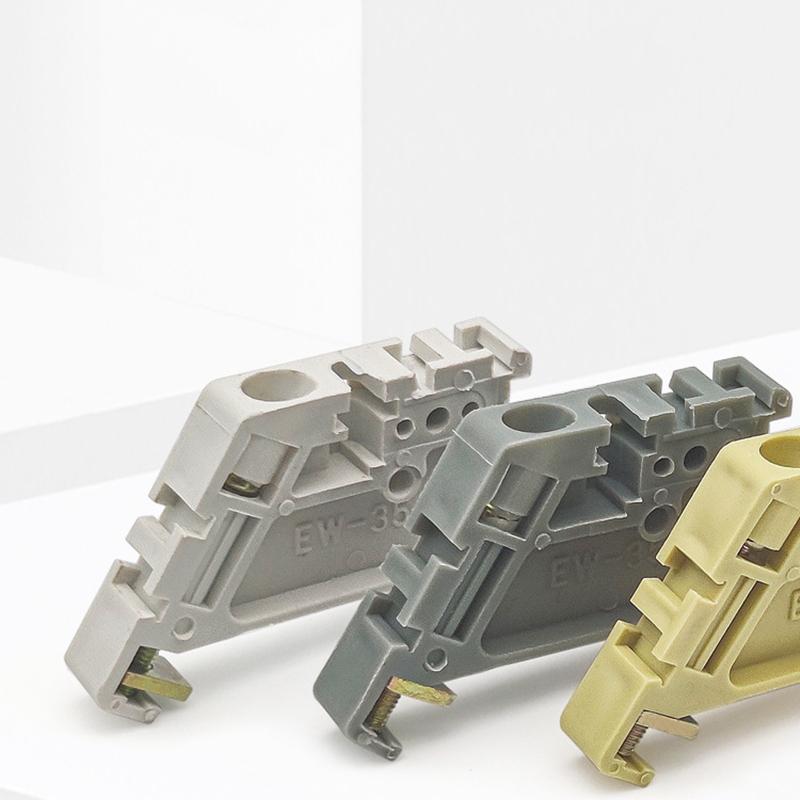 3 Colors EW-35 Gray End Stoper DIN Rail End Screw Clamp Terminal Fixed Block Universal Terminal Blocks Ending Gray Brown White
