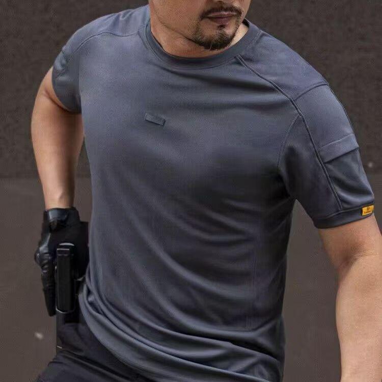 Men's Quick-Dry Tactical Short-Sleeve T-Shirt - Breathable Crew Neck for Outdoor Sports & Fitness