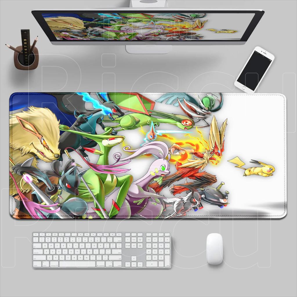 Pokemon Lucario Mouse Pad Non-slip Rubber Gaming Desk Mat Laptop Game XXL Keyboard Mice Mat Cabinet 900x400mm Mousepad HD Carpet