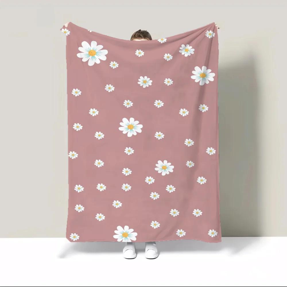 Cute Flowers Microfiber Blanket Oversized 200x300 Personalized Blanket Sofa Winter Home and Decoration Luxury Blankets Bed Throw