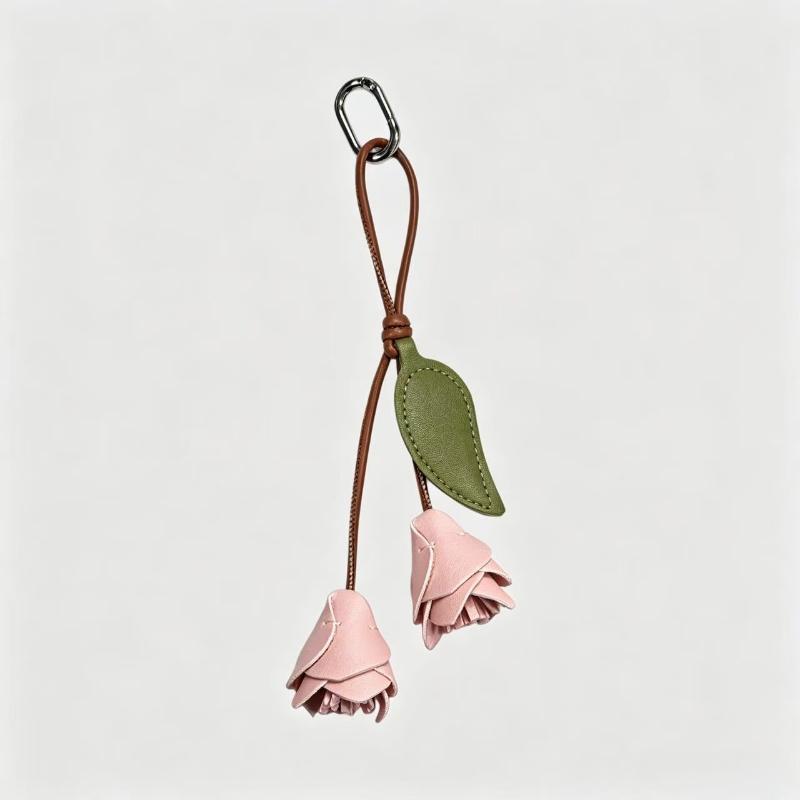 Modischer Niedlicher Tulpen Schlüsselanhänger Hohe Qualität PU-Leder Bunter Blumen Anhänger für Handtaschen Dekoration