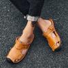 Fashion Summer Sandals Men Leather Classic Hollow Out Roman Sandals 2025 Slipper Outdoor Sneaker Beach Water Trekking Footwear