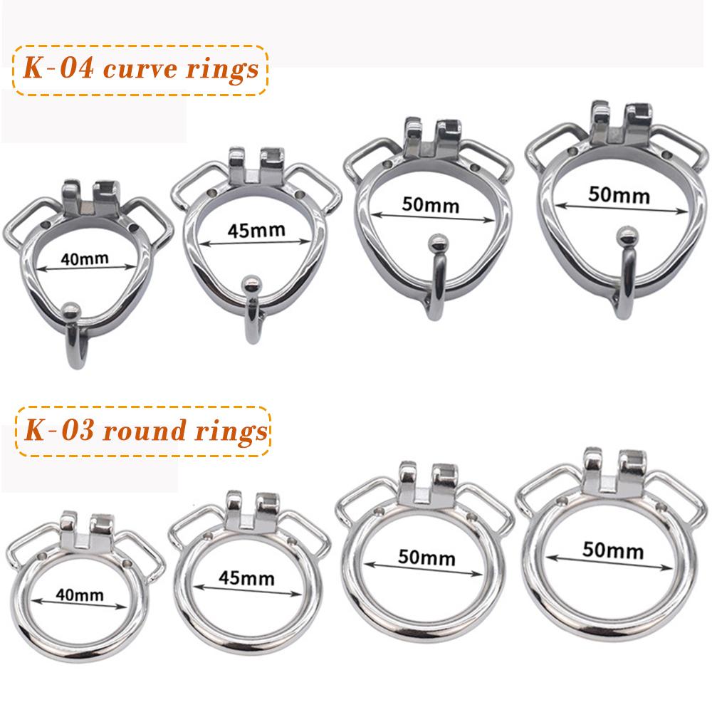 SHAZ Stainless Steel Round Curved Ring Male Adult Chastity Lock Cock Cage Accessories Anti-Erection Device BDSM Sex Toys for Men