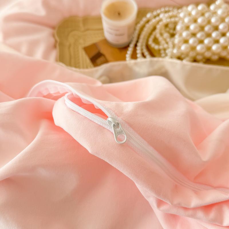 Korean Princess Style Lace Ruffles Rose Embroidery Wedding Bedding Set Duvet Cover Set Flat/Fitted Bed Sheet Pillowcases 4Pcs