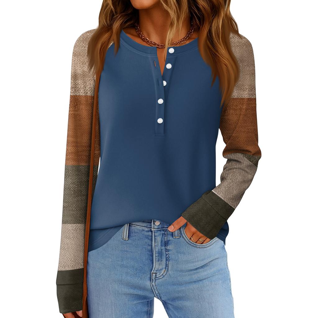 Women's Fashion  Loose Long Sleeve Round Neck Casual Top