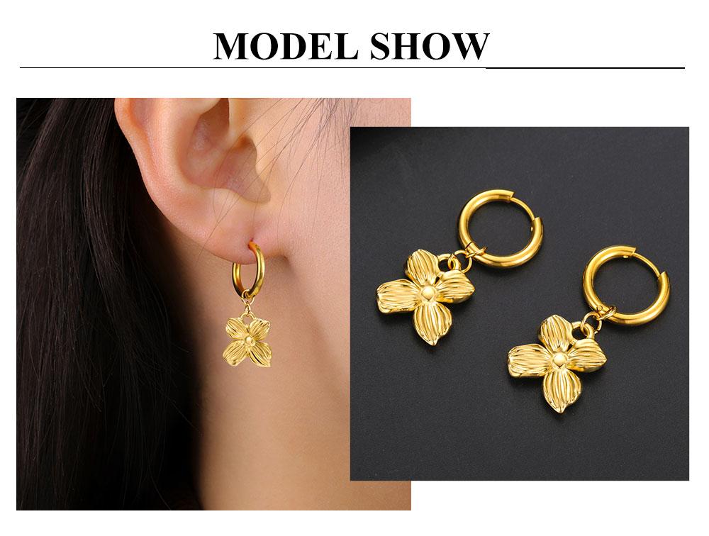 Cazador 2Pcs Flower Earrings Stainless Steel Drop Earrings for Women Jewelry Trend 2026 Party Wedding Birthday Gifts New