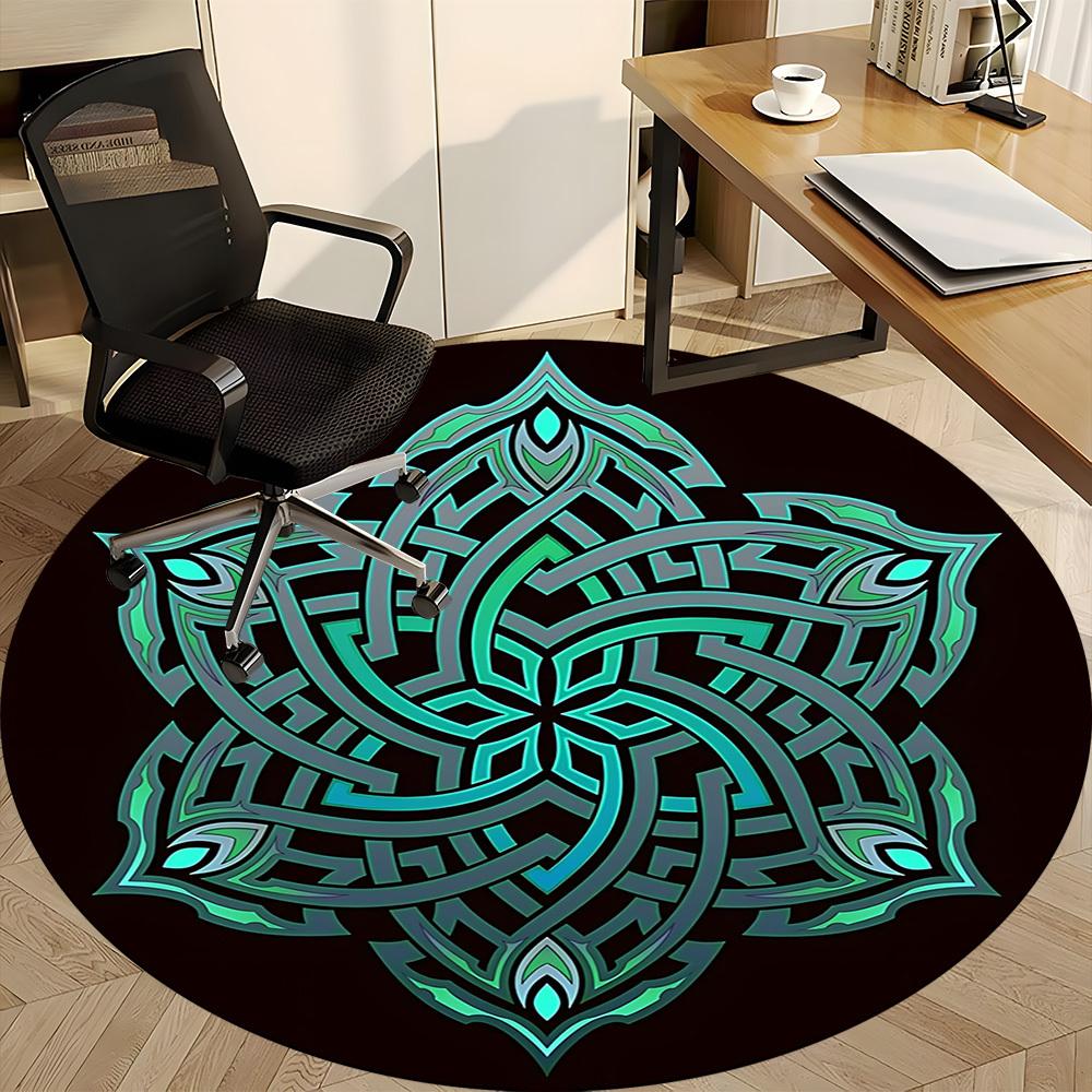1pc Mandala Pattern Office Round Area Rug, Under Office Chairs Bedroom Living Room Home Decor, Room Deco, Available in Various Sizes