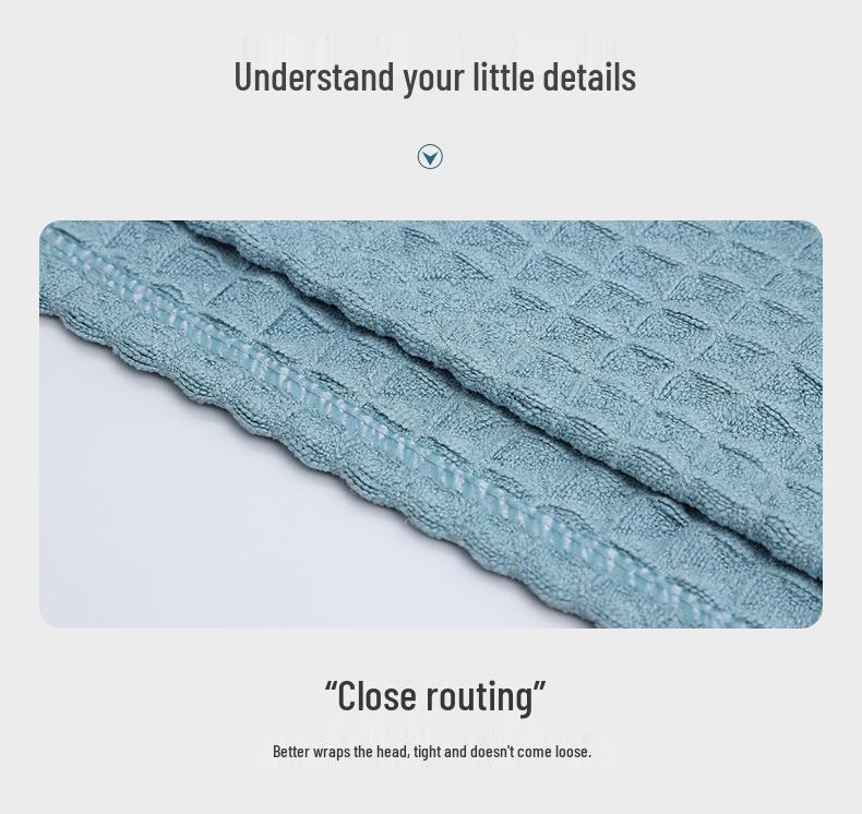 Superfine Fiber Quick-Dry Waffle Hair Towel Cap - Fast-Drying Bath & Shower Head Wrap