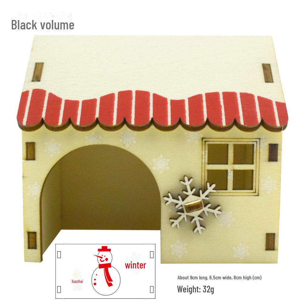 Solid Wood Hamster Climbing Frame Car House with Stairs and Platform Nest Fence for All Seasons.
