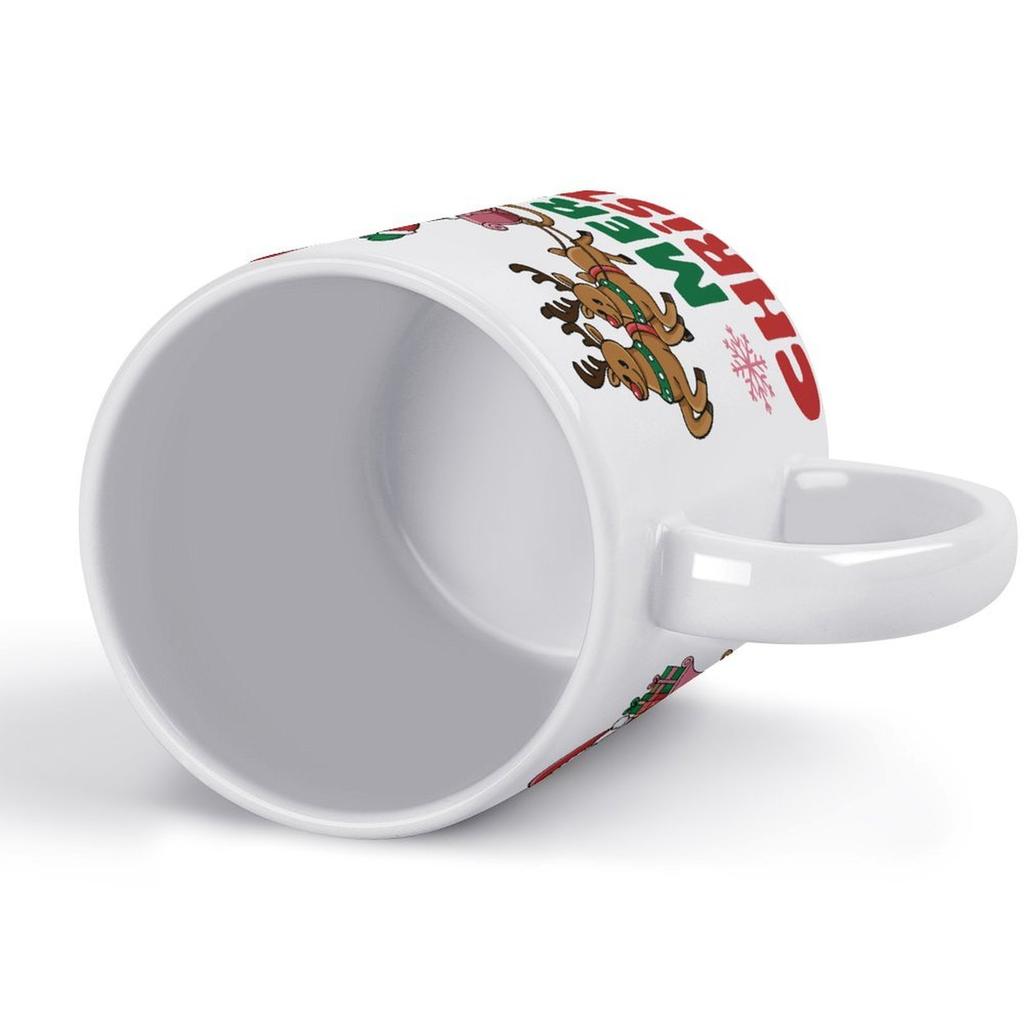 1pc 11oz blank ceramic coffee mug, double-sided printed cup, clean white tone, heavy duty handle, convenient daily drink companion for home