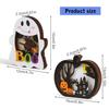 2Pcs Wooden Ghostly Pumpkin Night Light Halloween Wood LED Lamp Desk Decoration For Mantels  Tabletop Holiday Decoration